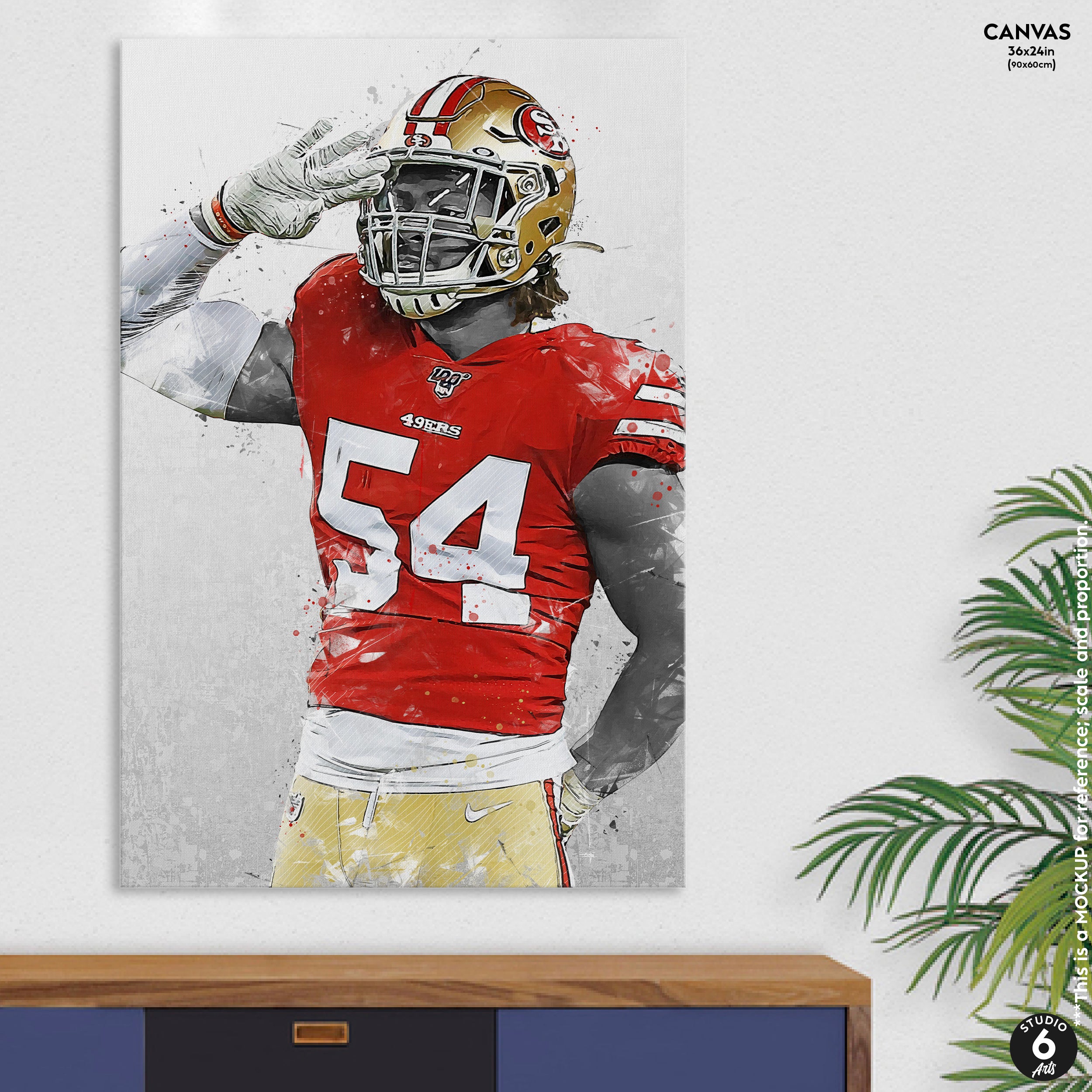 Fred Warner Football Paper Poster 49ers - Fred Warner - Posters and Art  Prints