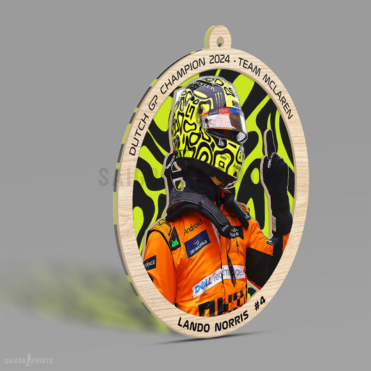 F1 Racing Ornament, Lando Norris Car Hanging Decor, 4in Tall Clear Acrylic Art Front and Back