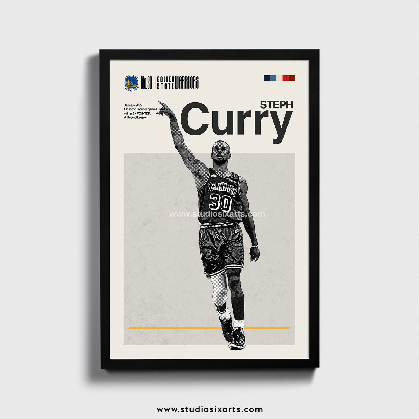 #30 Warriors Mid Century Modern Steph Curry