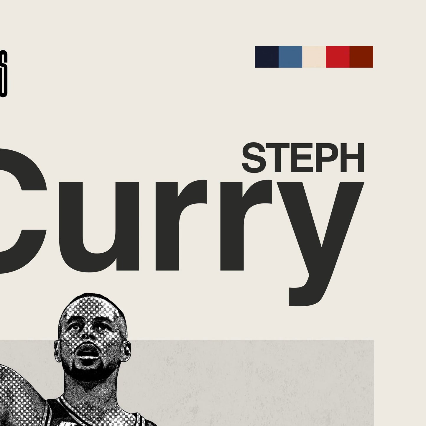 #30 Warriors Mid Century Modern Steph Curry