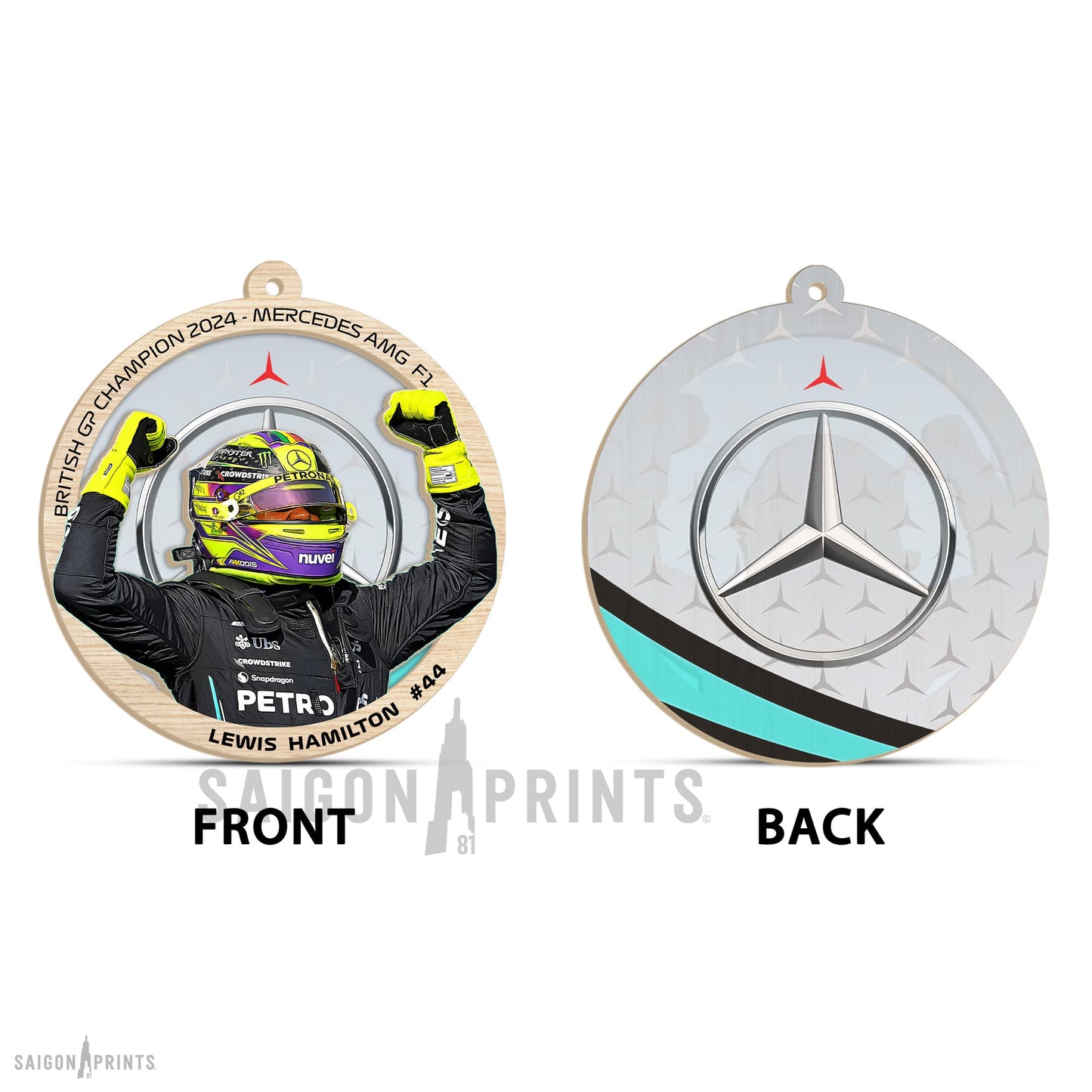 F1 Racing Ornament, Lewis Hamilton Car Hanging Decor, 4in Tall Clear Acrylic Art Front and Back (Copy)