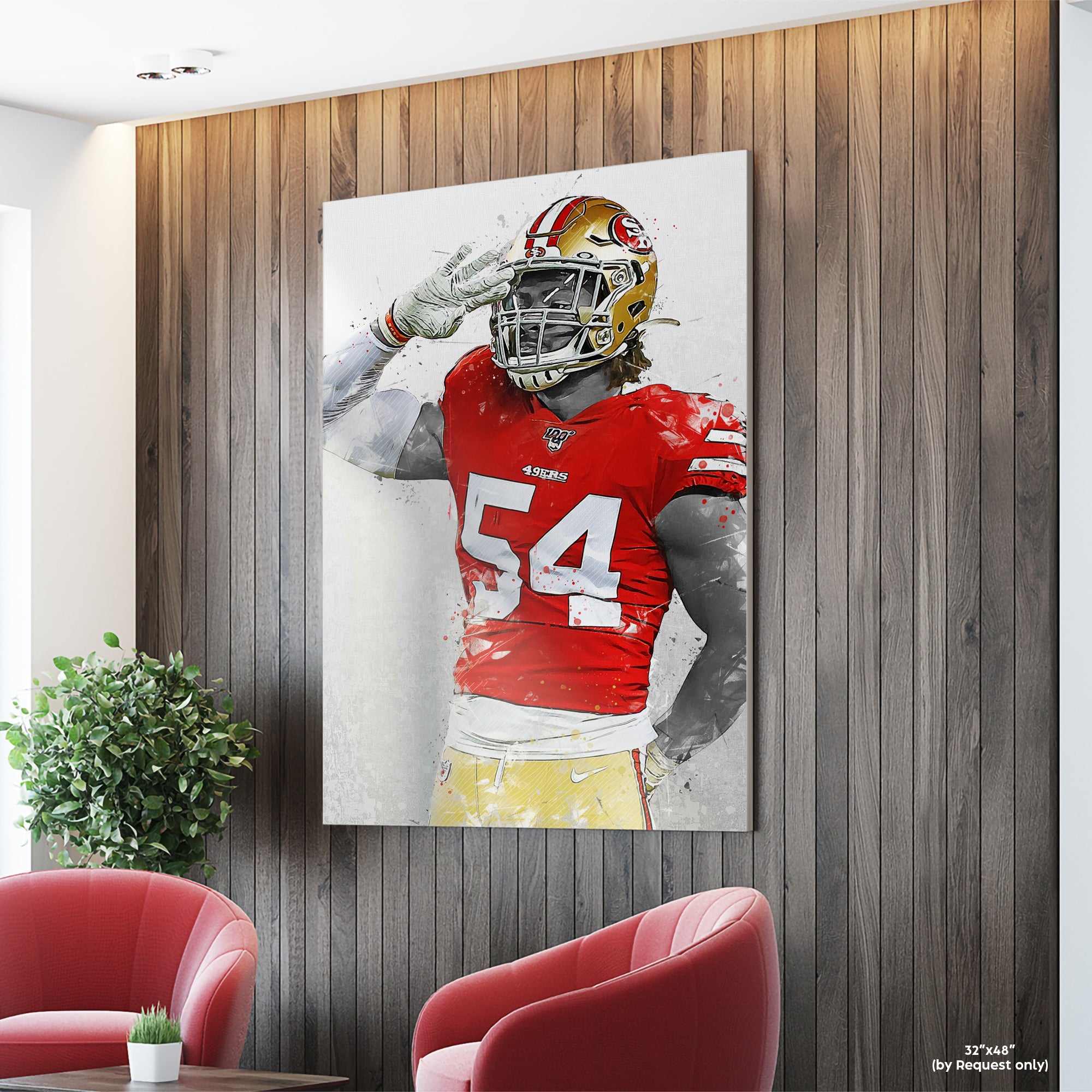 Fred Warner San Francisco 49ers wall art, Fred Warner Canvas, Fred