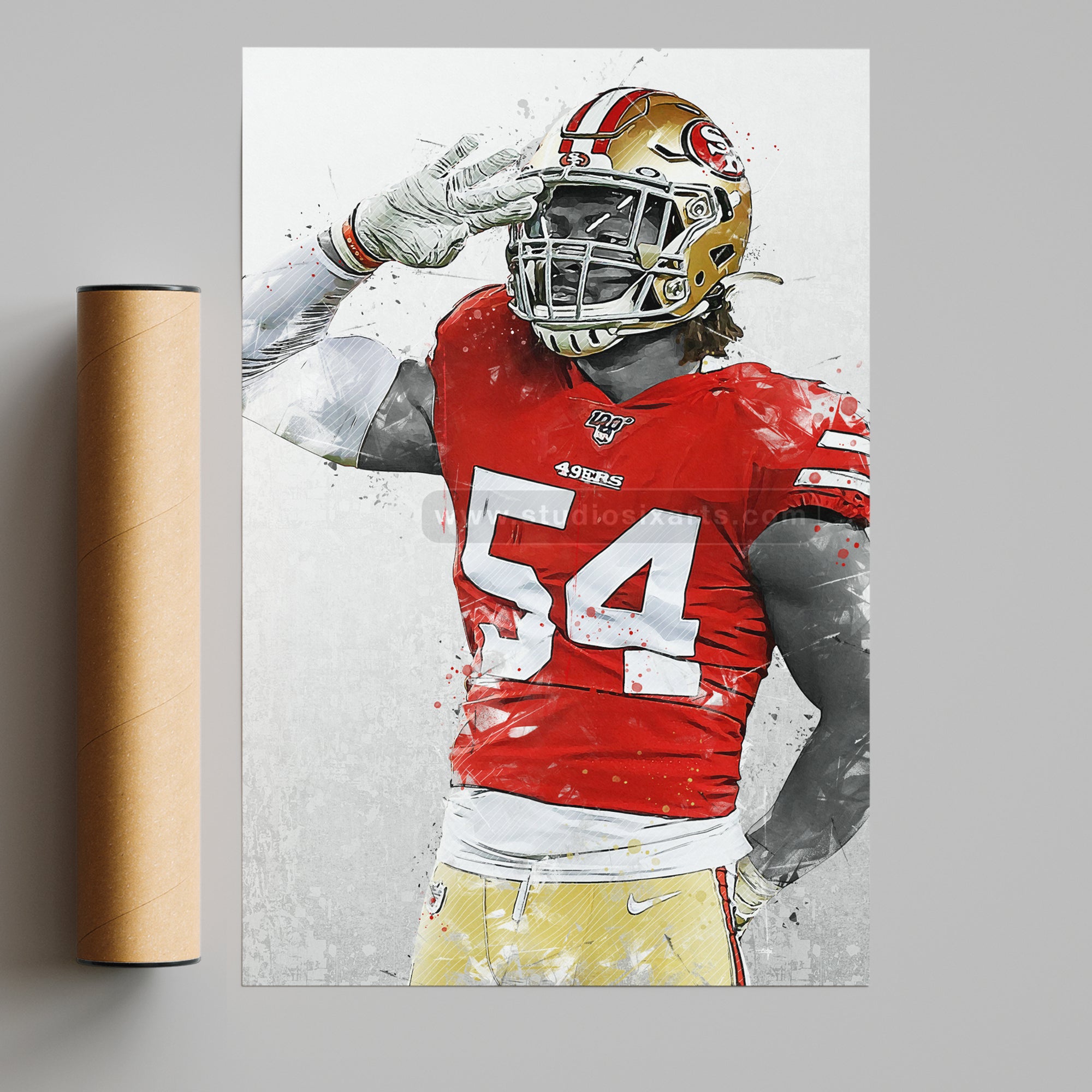 Fred Warner San Francisco v2 Poster Canvas Football Print 