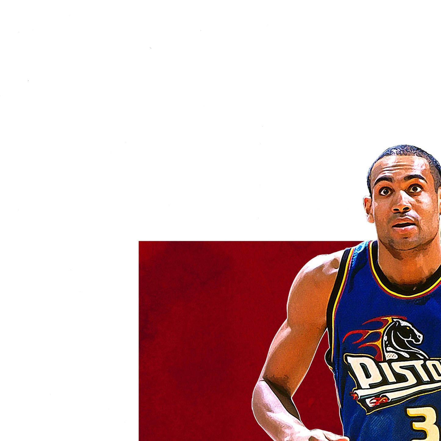 Grant Hill Poster, Pistons Basketball Fan Art Print, Man Cave Gift