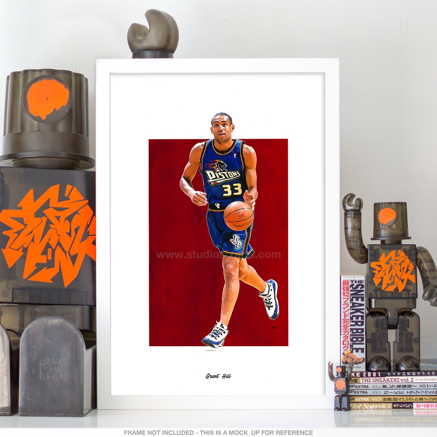 Grant Hill Poster, Pistons Basketball Fan Art Print, Man Cave Gift