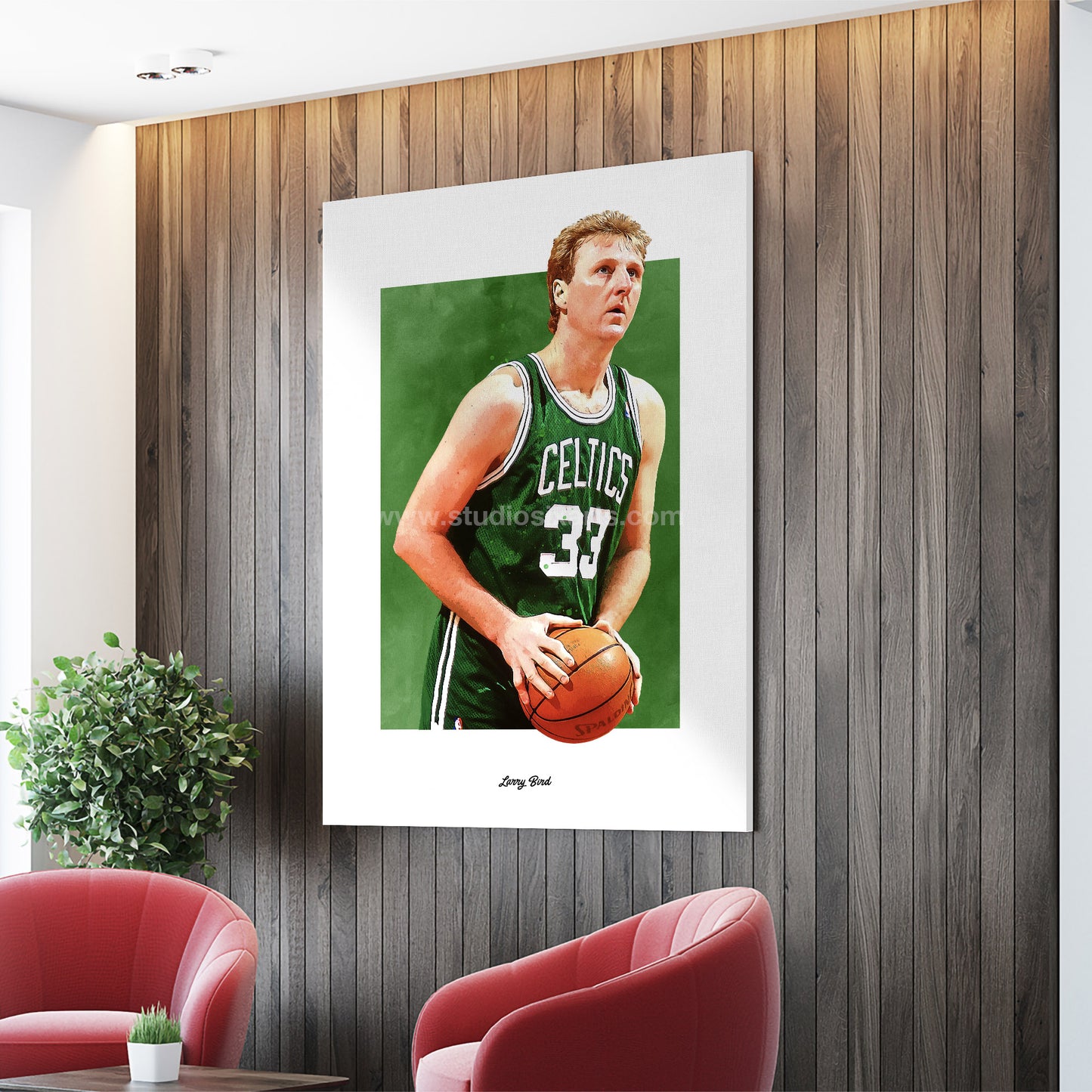 Larry Bird Poster and Canvas, Celtics Basketball Fan Art Print