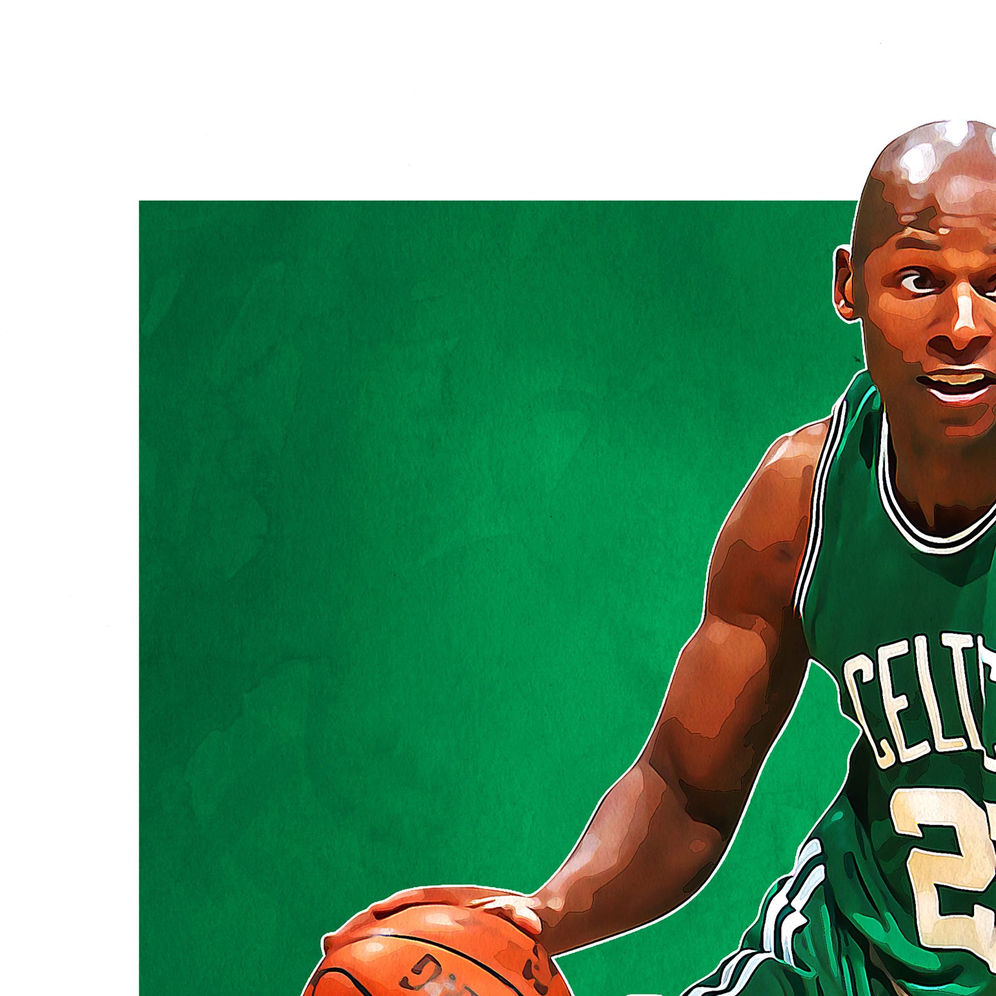 Ray Allen Poster, Boston Celtics Basketball Fan Art Print, Man Cave Gift