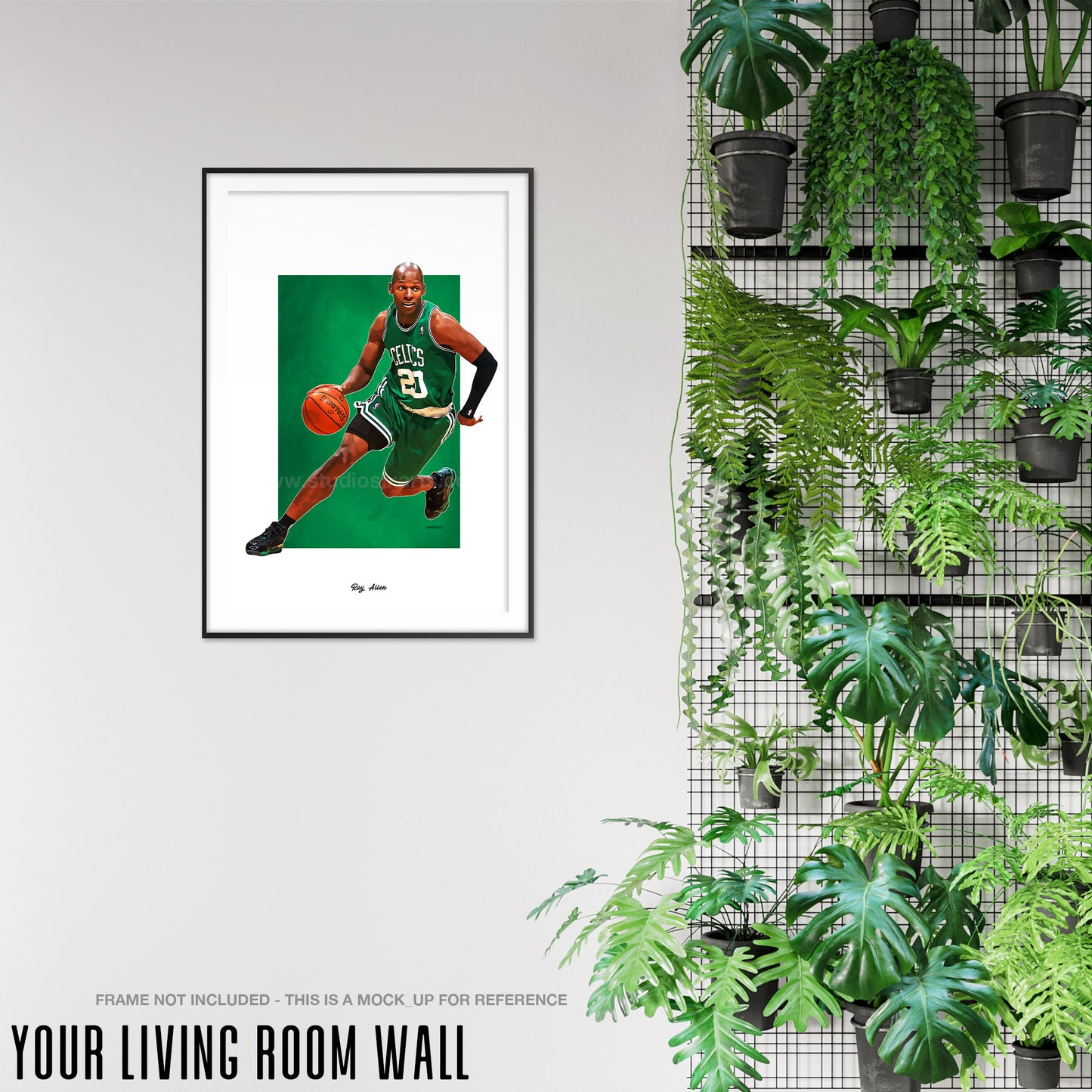 Ray Allen Poster, Boston Celtics Basketball Fan Art Print, Man Cave Gift