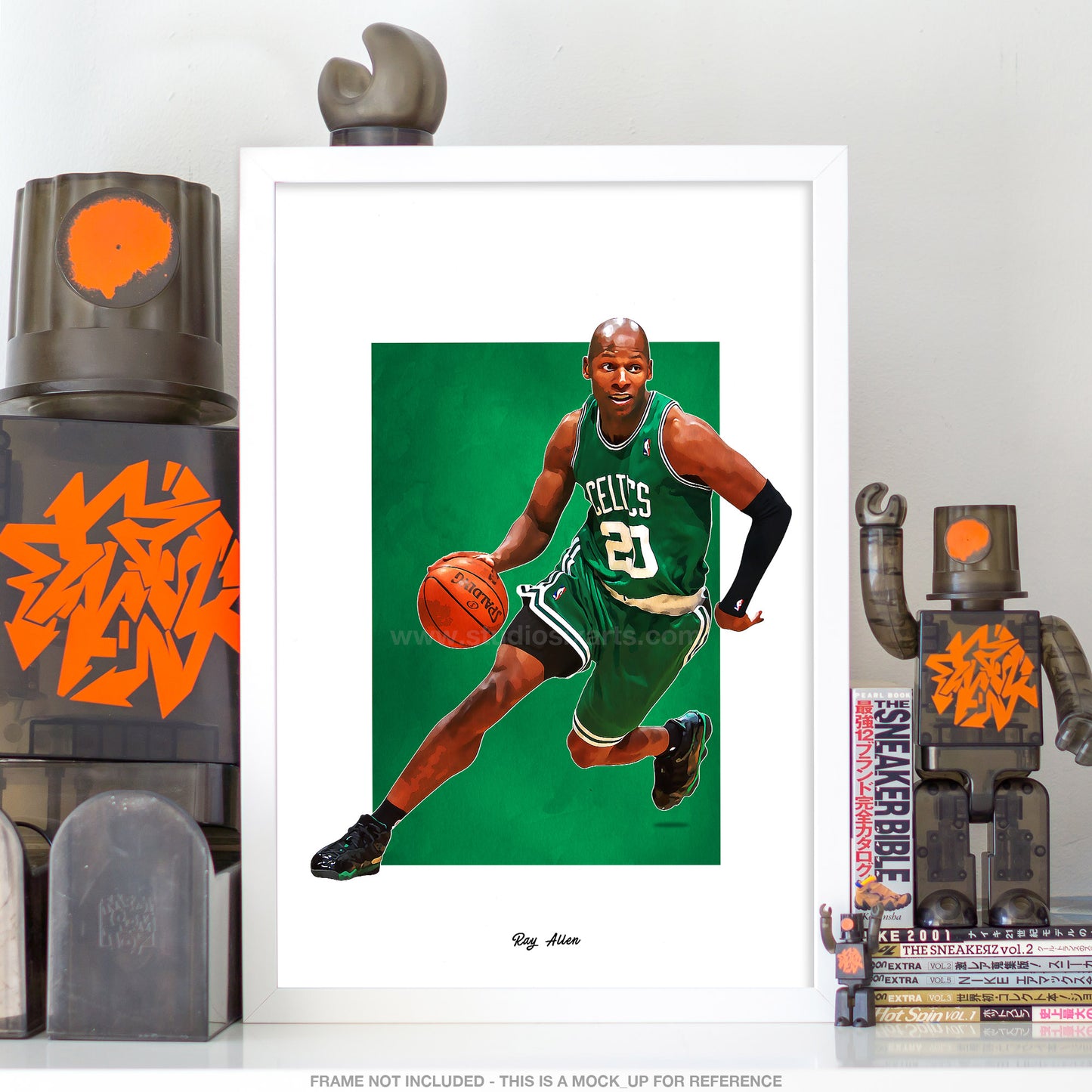 Ray Allen Poster, Boston Celtics Basketball Fan Art Print, Man Cave Gift